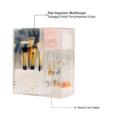 kotak Make Up + Mutiara Rak Anting Acrylic