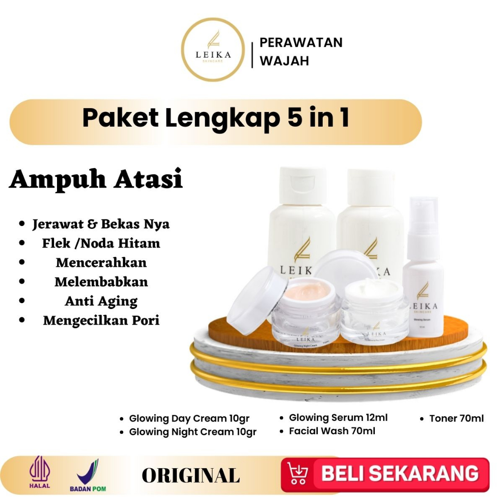PAKET SKINCARE 5 in 1 Perawatan Wajah Penghilang Flek Hitam Bintik Hitam Melasma Membandel Menahun P