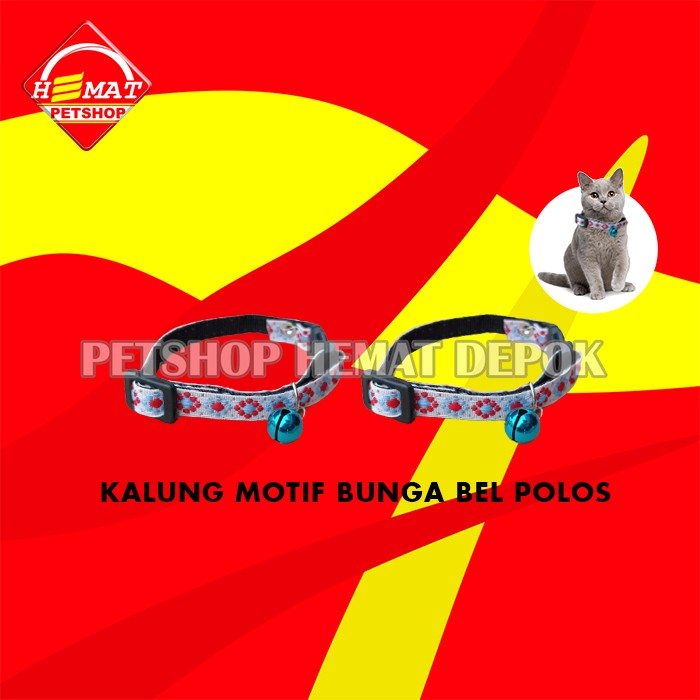 Kalung Kucing Motif Bunga Bell Polos