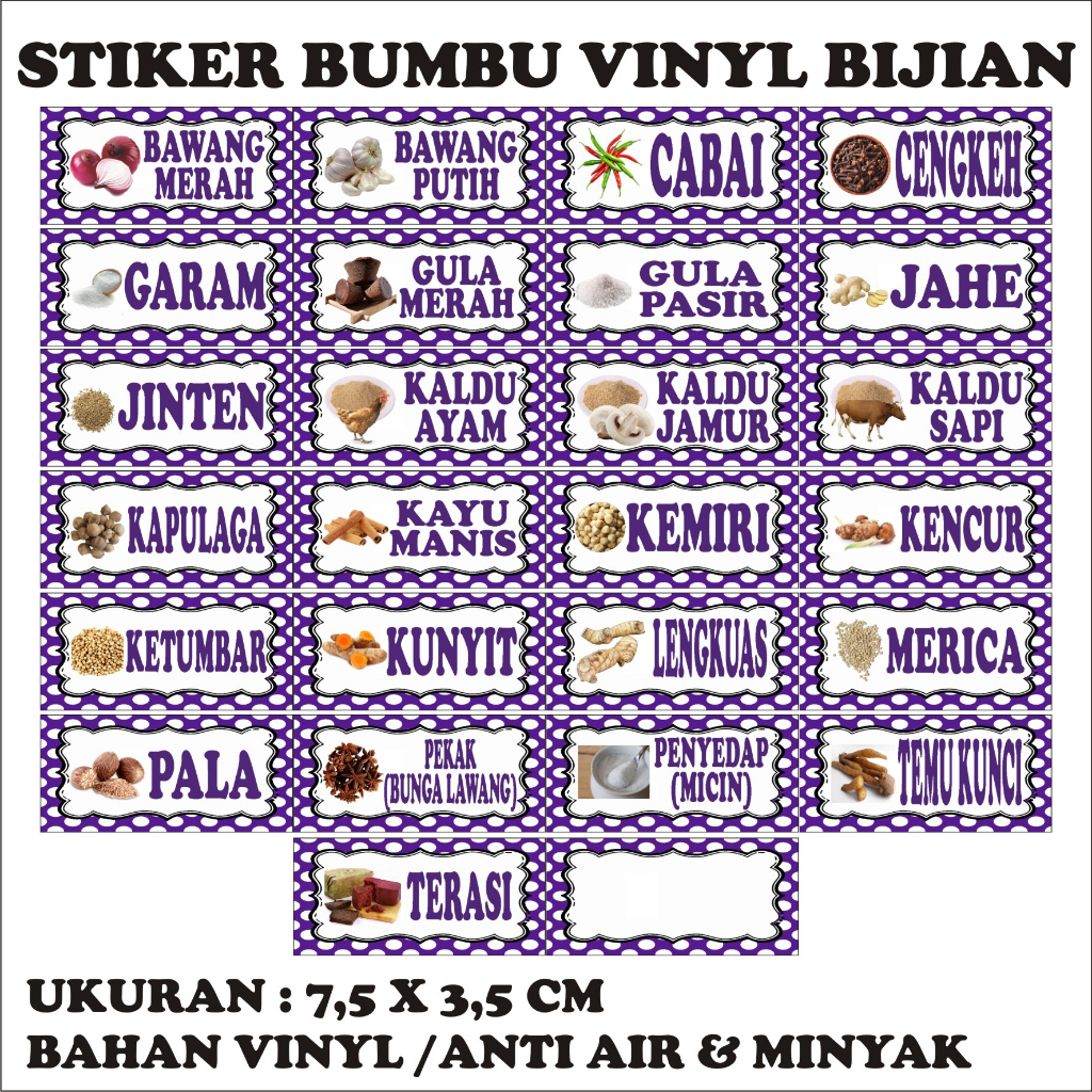 

(KODE S11) STIKER BUMBU|LABEL BUMBU|STIKER BUMBU DAPUR|NAMA BUMBU|BUMBU DAPUR|BUMBU REMPAH