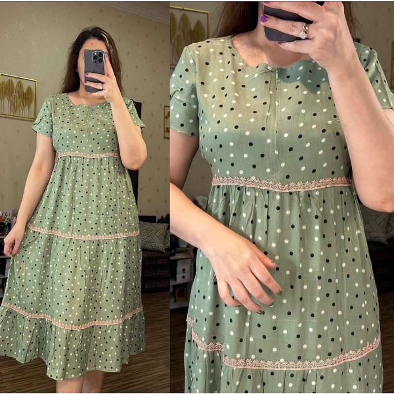 Daster Arab Teby TUNIK POLKA &amp; TUNIK FLOWER Dress Bawah Lutut