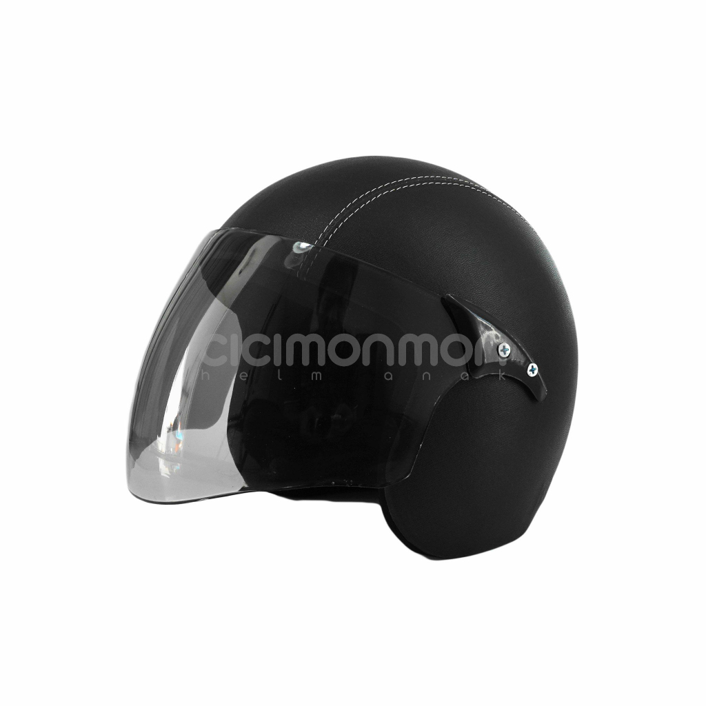 Helm Kulit Standart halfface Anak Usia 3-7th Warna Hitam