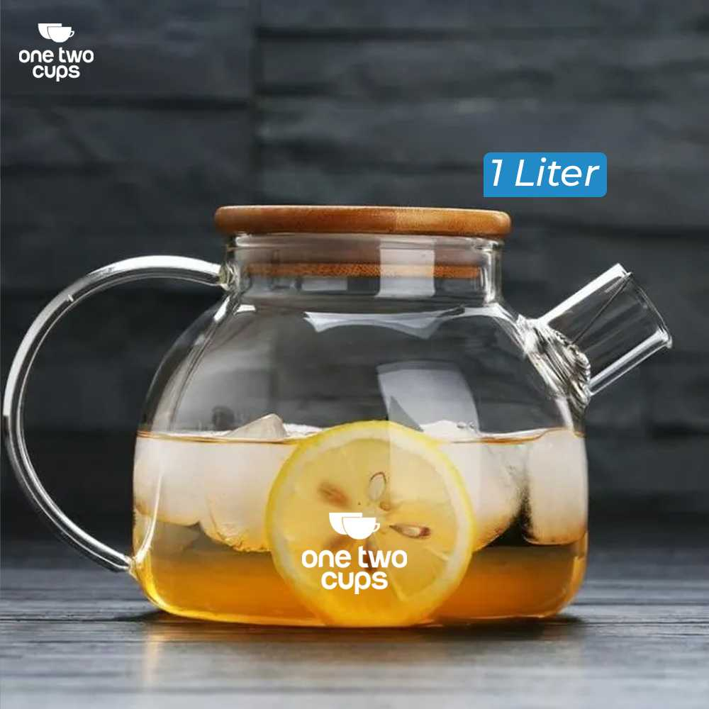 Teko Pitcher Teh Chinese Teapot Maker Glass 1L Teko Kaca Tahan Panas Desain Gagang Ergonomis Minimalis Berkualitas