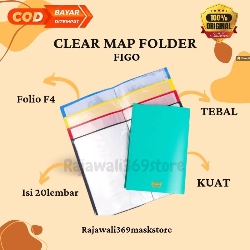 CLEAR FOLDER MAP ISI 20LEMBAR MERK FIGO UKURAN FOLIO F4