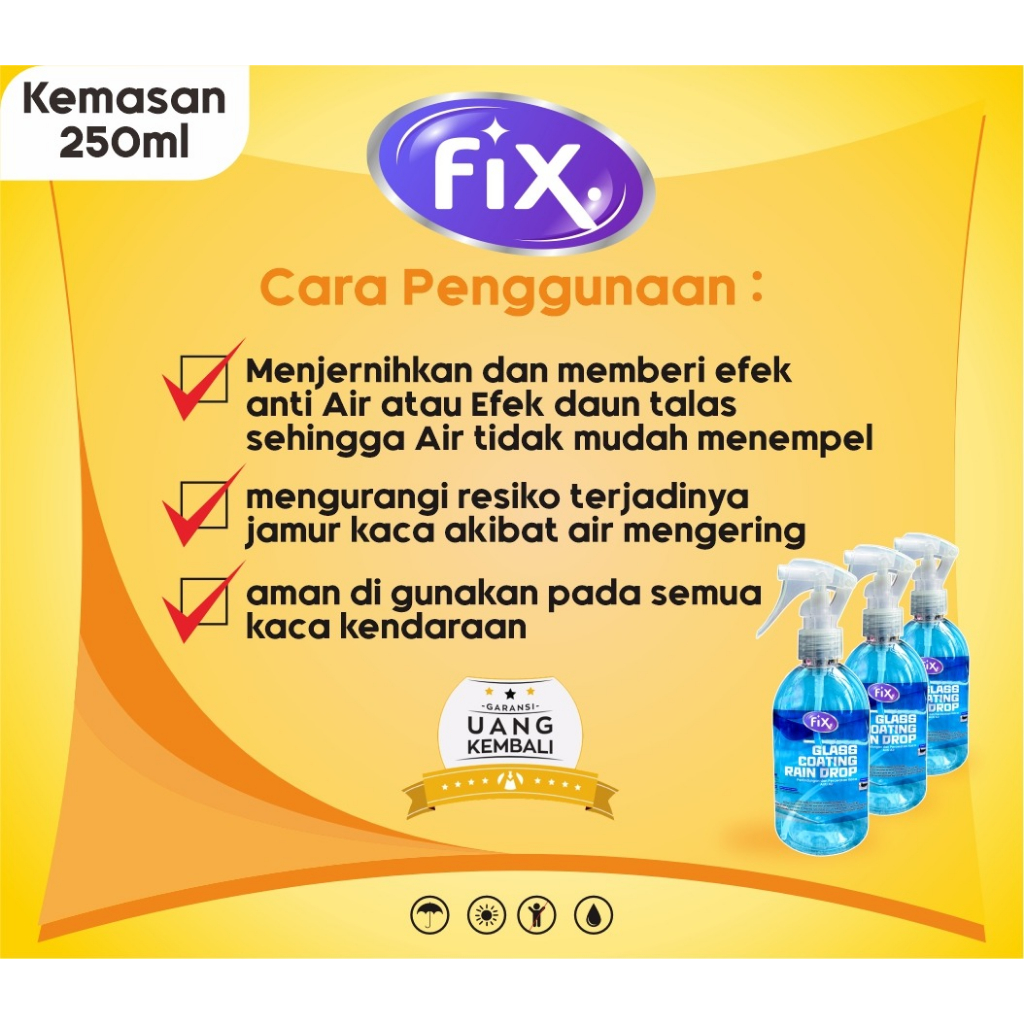 FIX - Cairan Efek Daun Talas / Water Repellent / Anti Air Hujan Glass Coating Cleaner