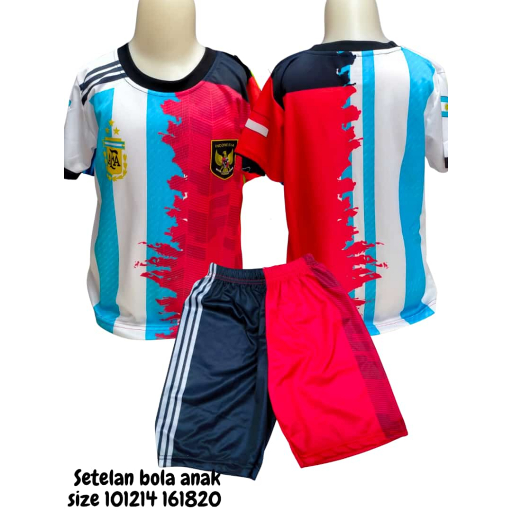 Baju anak laki timnas indonesia argentina jersey bola setelan kids indoargen