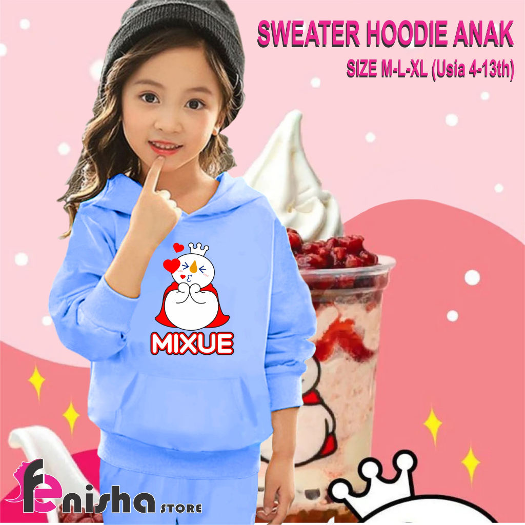 FenishaStore MIXUE ICE CREAM Sweater Atasan dan Setelan Anak Usia 4-14Thn