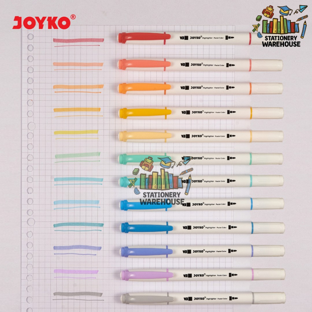 

Ay00! Highlighter Penanda Joyko HL-54 , HL-55 6 dan 12 warna Pastel