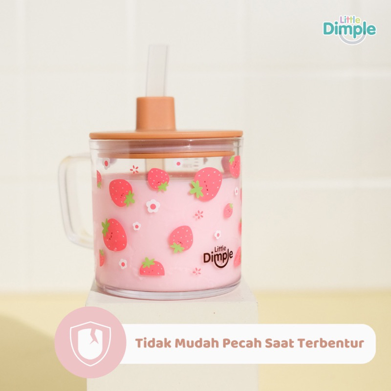 Little Dimple Multipurpose Cup MILK CUP Gelas Tritan Latihan Minum Bayi MPASI Gelas Susu Bayi + UKUR Takaran + Sedotan 6M+ 240ml