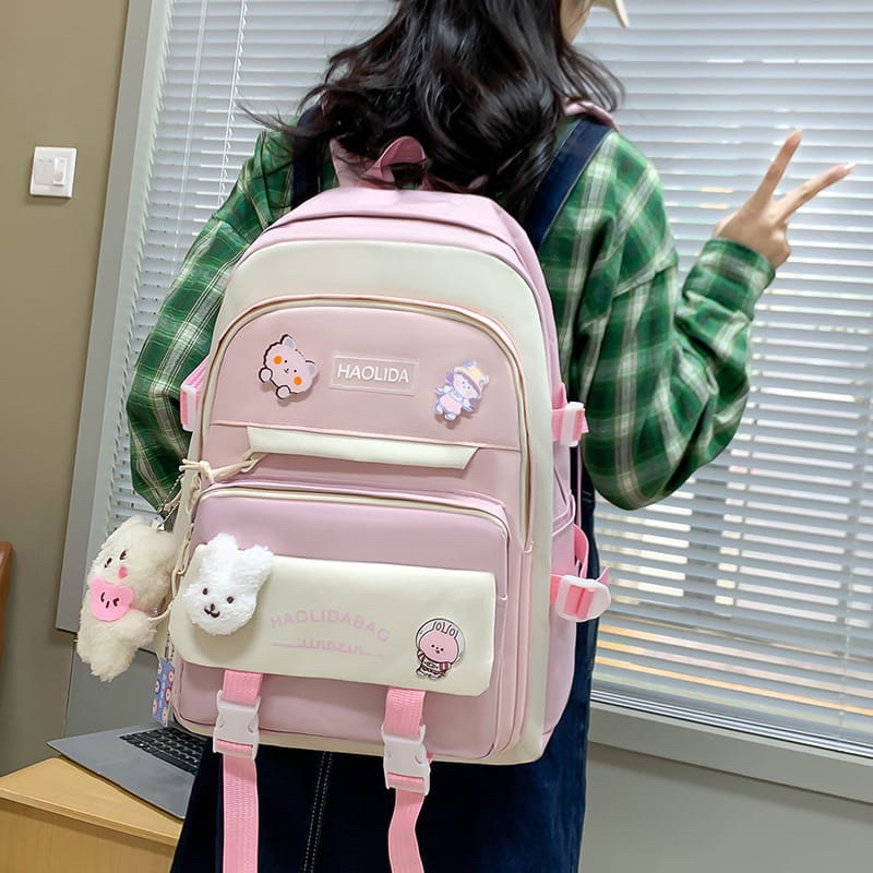 Tas sekolah anak perempuan 5in 1 tas ransel anak tas korea fashion tas anak SD SMP SMA tas waterproof bestseller