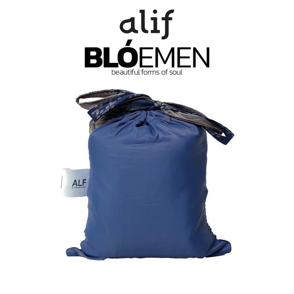 ALIF MUKENA MINI MOTIF PARASUT PREMIUM KOREA TRAVEL - PANSY IN SKIPPER BLUE ( MKN-218 )