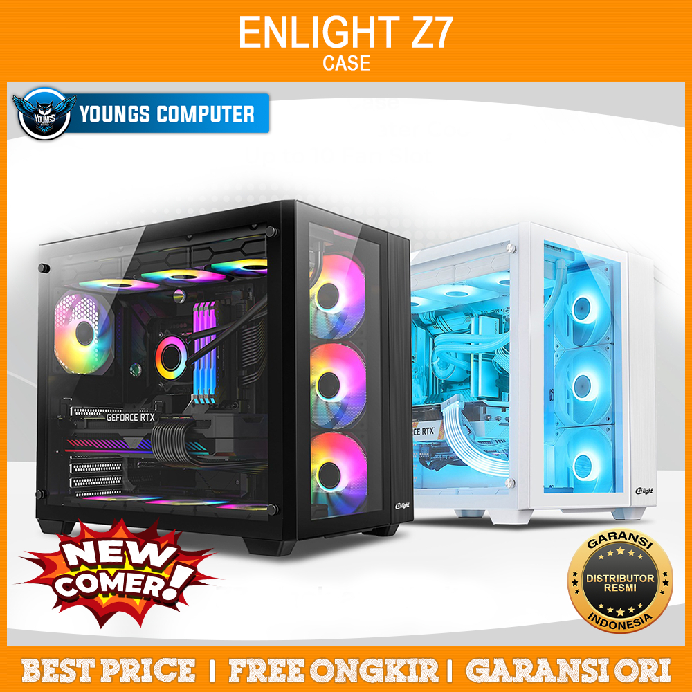 CASING ENLIGHT Z7 BLACK + 3 Fan F123 Auto RGB 6pin - Tempered Glass