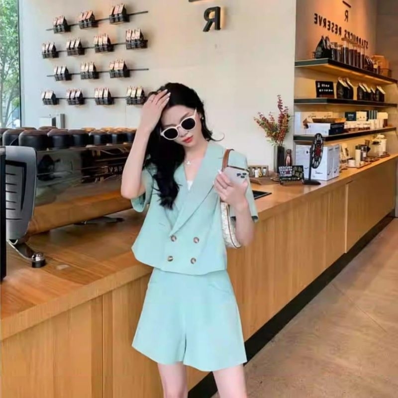 5815  Pakaian baju set celpen balzer tanpa iner oneset one set bahan ringan gaya cewek korea terbaru