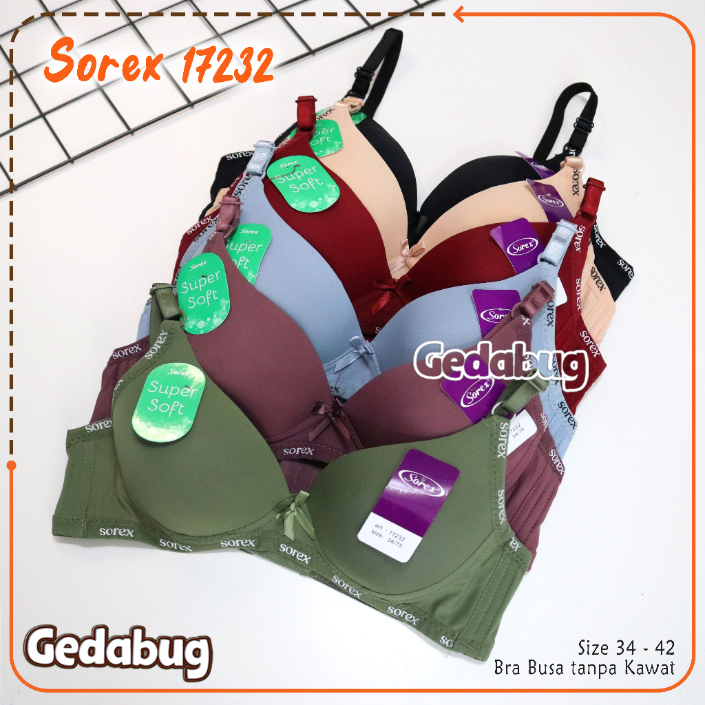 Bra Wanita Sorex 17232  Bra super soft Busa sedang Tanpa kawat Cup setara B | Gedabug