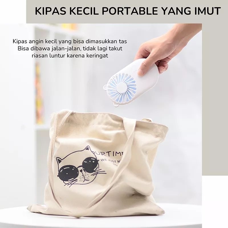 Kipas Mini Portabel Recharge Pocket Fan