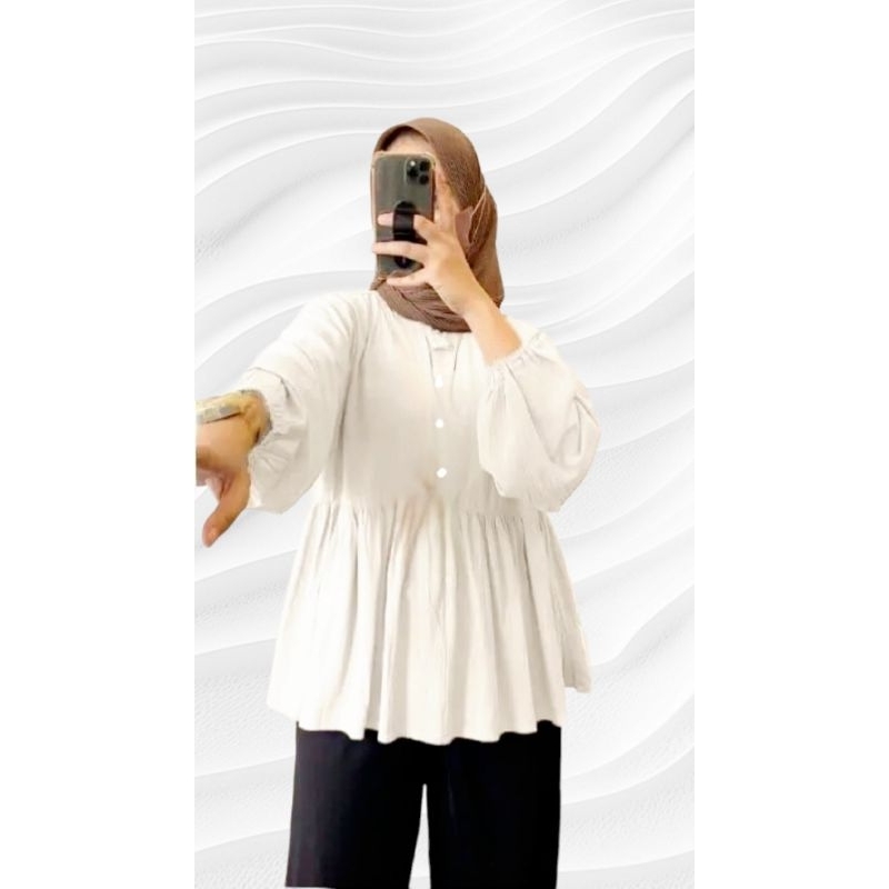 Rania Blouse Cringkle Oversize Ld120 Atasan Wanita Blouse Wanita Busui&amp;Friendly Atasan Hijab Baju Wanita Atasan Muslimah Cod