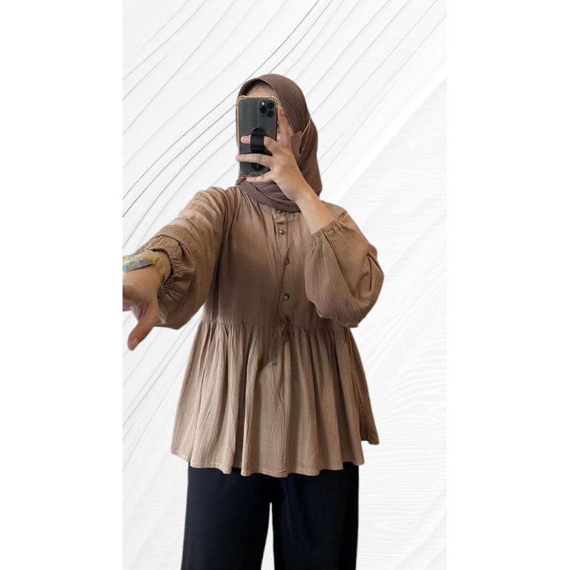 Rania Blouse Cringkle Oversize Ld120 Atasan Wanita Blouse Wanita Busui&amp;Friendly Atasan Hijab Baju Wanita Atasan Muslimah Cod