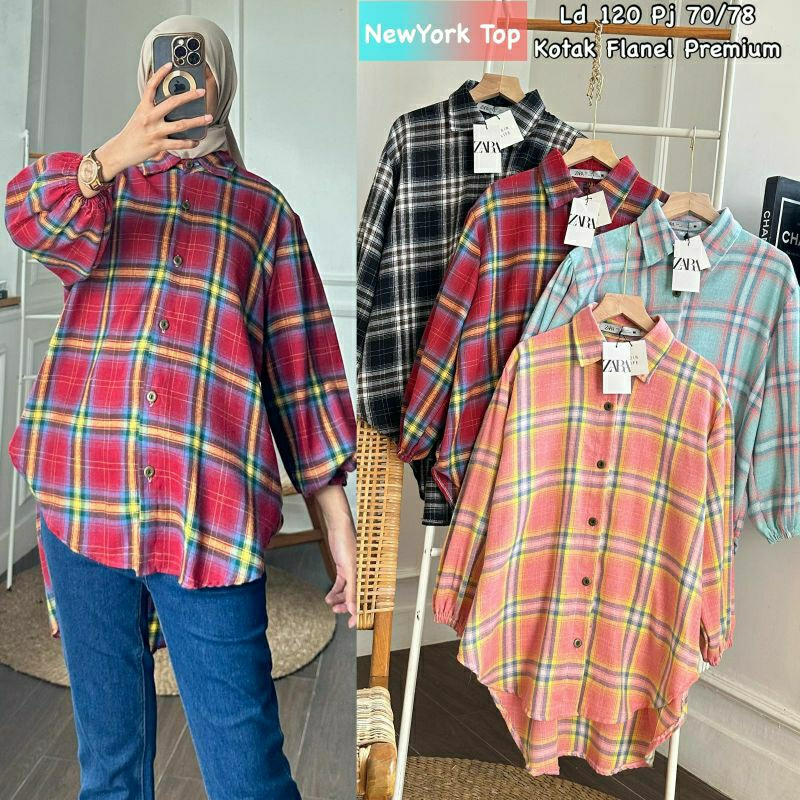 New York Top, BLOUSE WANITA JUMBO CANTIK MODIS FIT XXL LD 120 BAHAN FLANEL PREMIUM KANCING AKTIF TERMURAH OOTD KEKINIAN TERLARIS