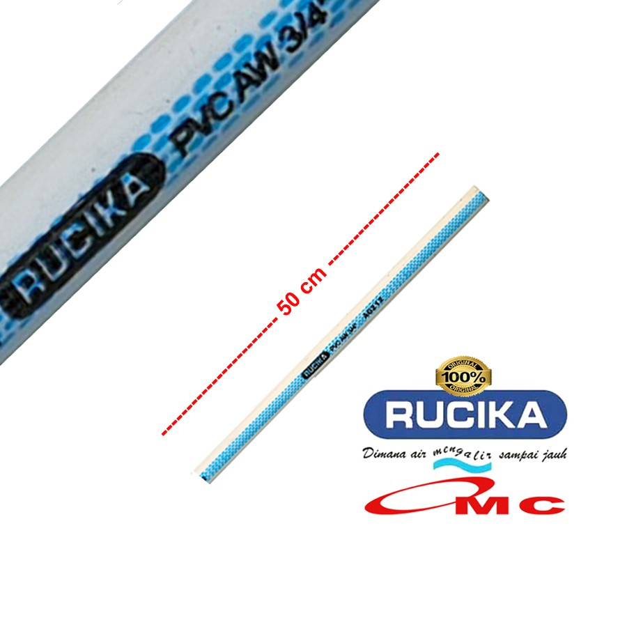 Pipa PVC Rucika AW Paralon Pralon Air 1/2 3/4 Inch 50 CM 1/2 M Meter