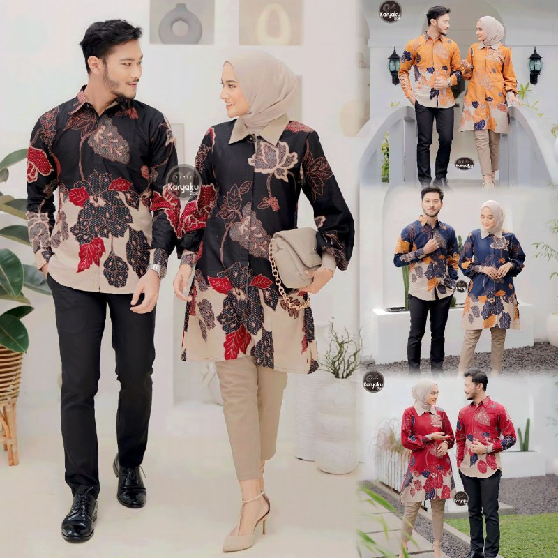 Batik Tunik Couple Modern Set Pakaian Couple Kemeja Batik Pria Premium Baju Batik Couple