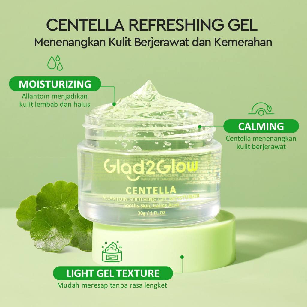 [BPOM] GLAD2GLOW 5% BLUEBERRY MOISTURIZER | CENTELLA SOOTHING MOISTURIZER GEL