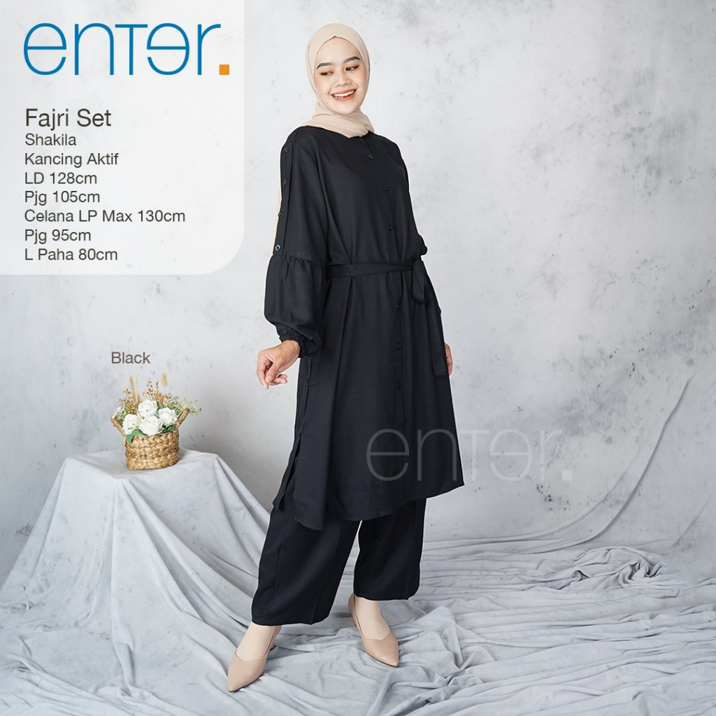 Fajri One Set Setelan Shakilla Kancing Aktif Jumbo Muslim Original Produk By Enter