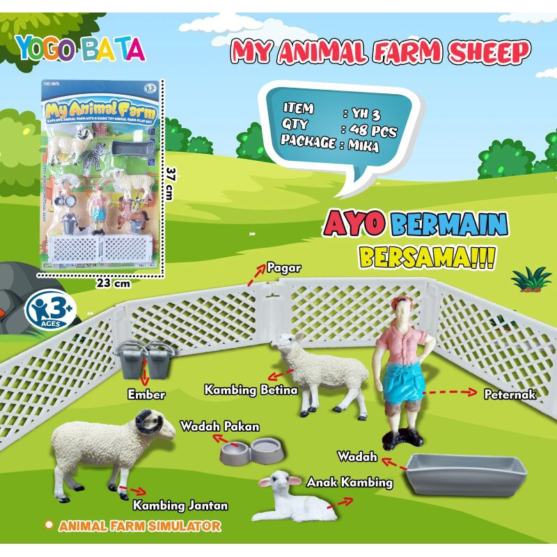 Mainan My Animal farm Mainan Hewan Kambing Mainan hewan karet Mainan hewan Anak Anak Mainan