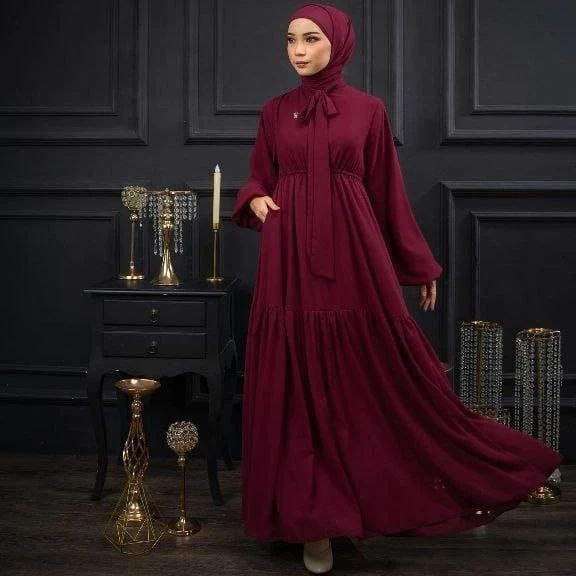 Gamis Terbaru 2023 Lebaran Wanita/ Durpadi Dress Ceruty Armany Full Furing/ Dress Kondangan Gaun Pesta Muslimah
