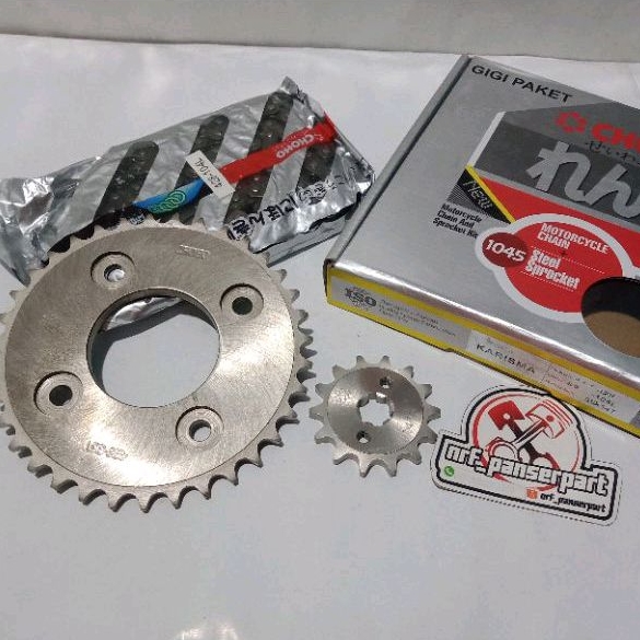 GEARSET RANTE KHARISMA X 125//GEAR SET/GIR SET RANTAI HONDA SUPRA X 125 428-104L 14-35T CHOHO PNP BL