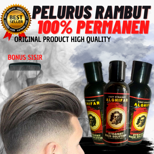 Alghifar Easy Straight Pelurus Rambut Pria Permanen Perawatan Rambut Pria Hair solution original 100% pelurus rambut permanen tanpa catok