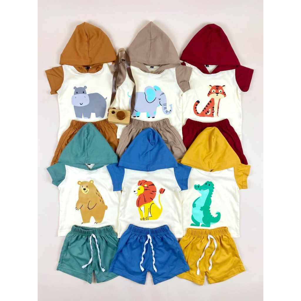 SETELAN ANAK HOODIE SAFARI SERIES SETELAN HOODIE ANAK JAKET ANAK UNISEX MOTIF LUCU 1-5 TAHUN PNP