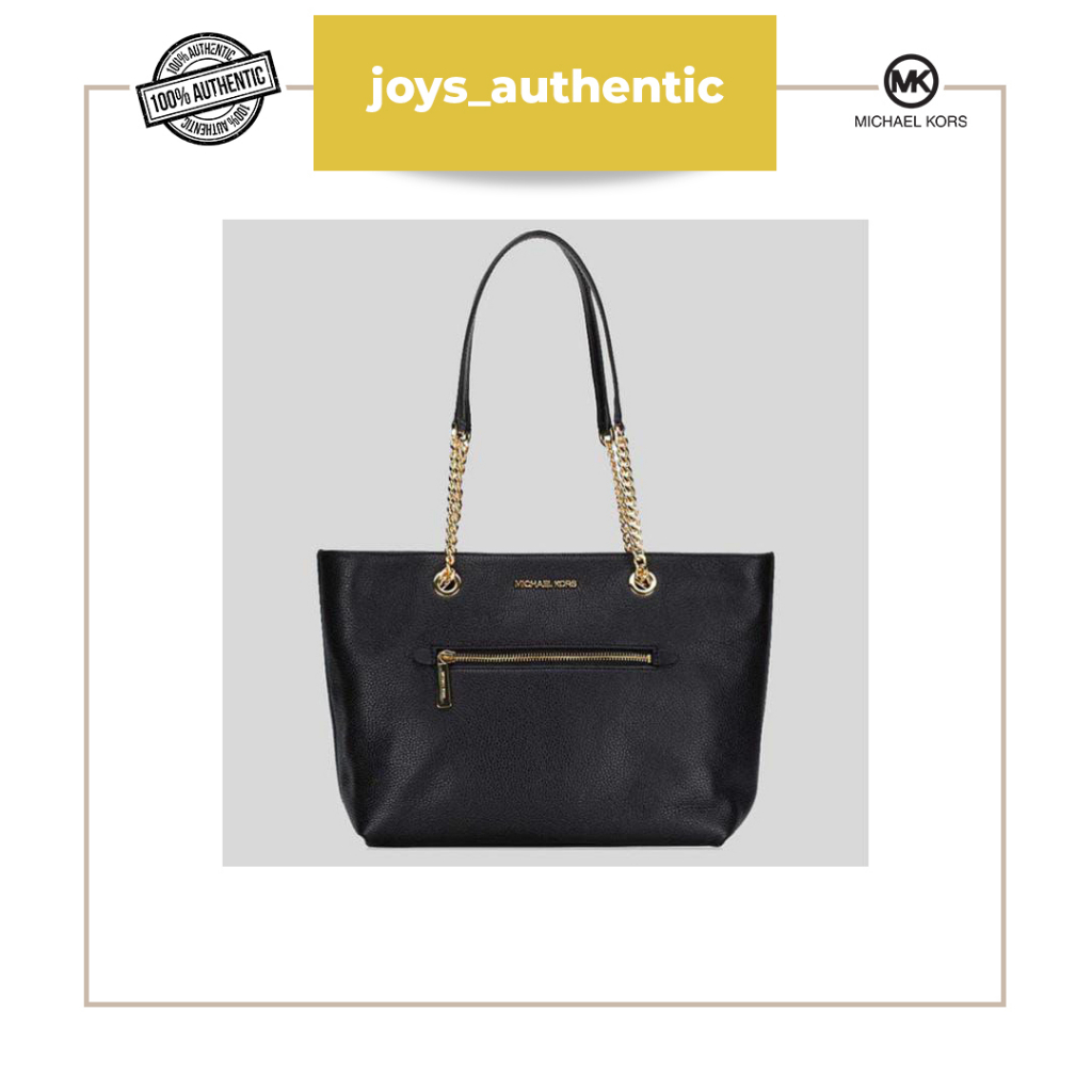Tas Wanita Michael Kors Jet Set Item Medium Front Zip Chain Tote Bag Hitam Black Woman Bag Authentic