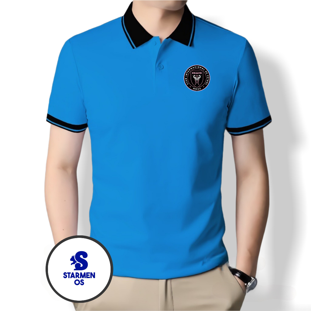 Kaos Wangki Polo Atasan Tshirt Pria Kerah Wangki Big List LOGO MIAMI CF