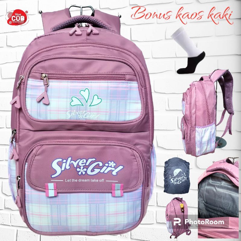 Tas ransel anak perempuan SD SMP SMA bahan halus tebal