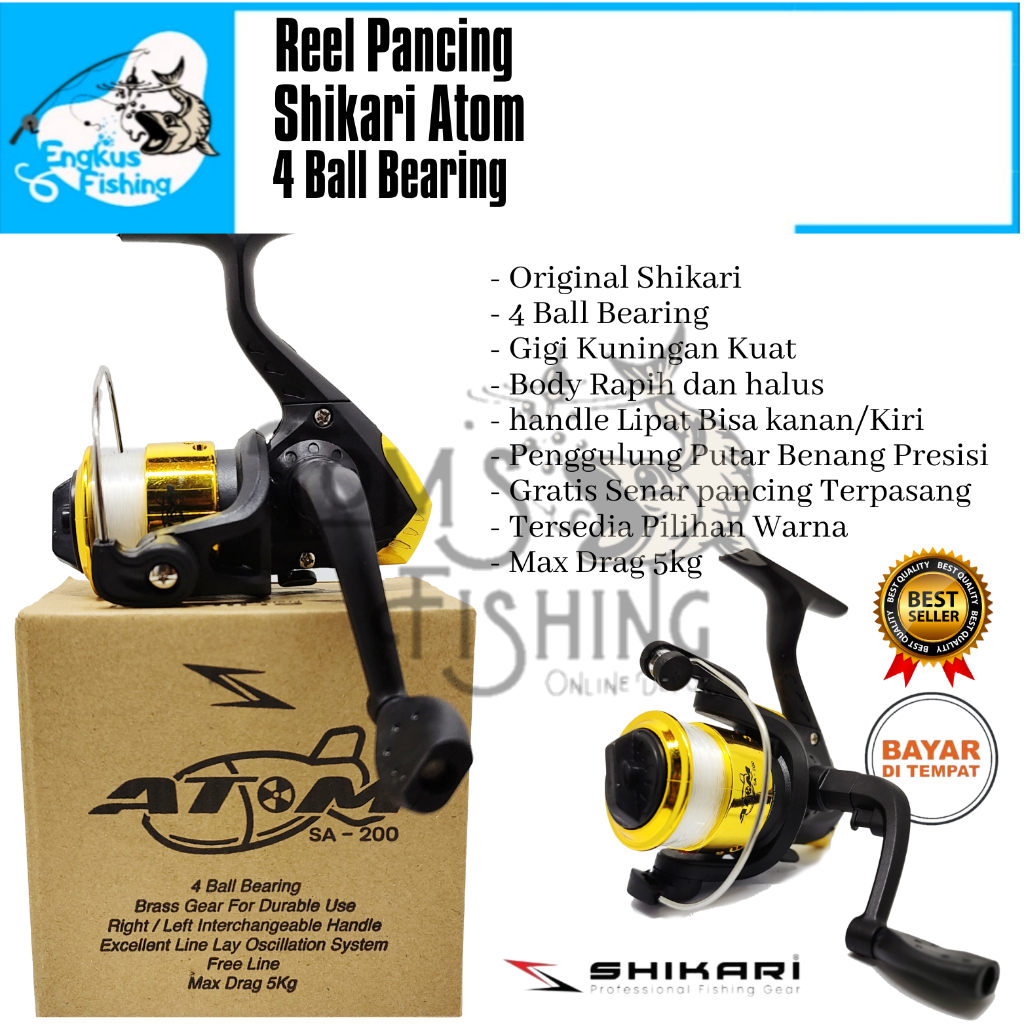 Reel Pancing Shikari Atom Murah 4 Bearing (Gratis Senar) Murah - Engkus Fishing