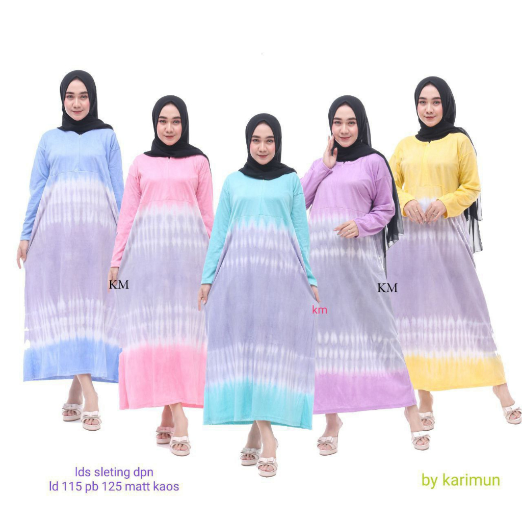 Daster Muslim Wanita Cewe Ibu Umi Mama Muda Rainbow Pelangi Jumputan Tiedie Longdress Murah Terbaru