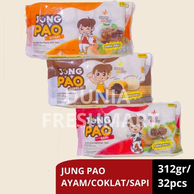 

JUNG PAO COKLAT/AYAM/SAPI 312GR/32PCS ESSEM PAO MINI BAKPAO BAKPAU PAU