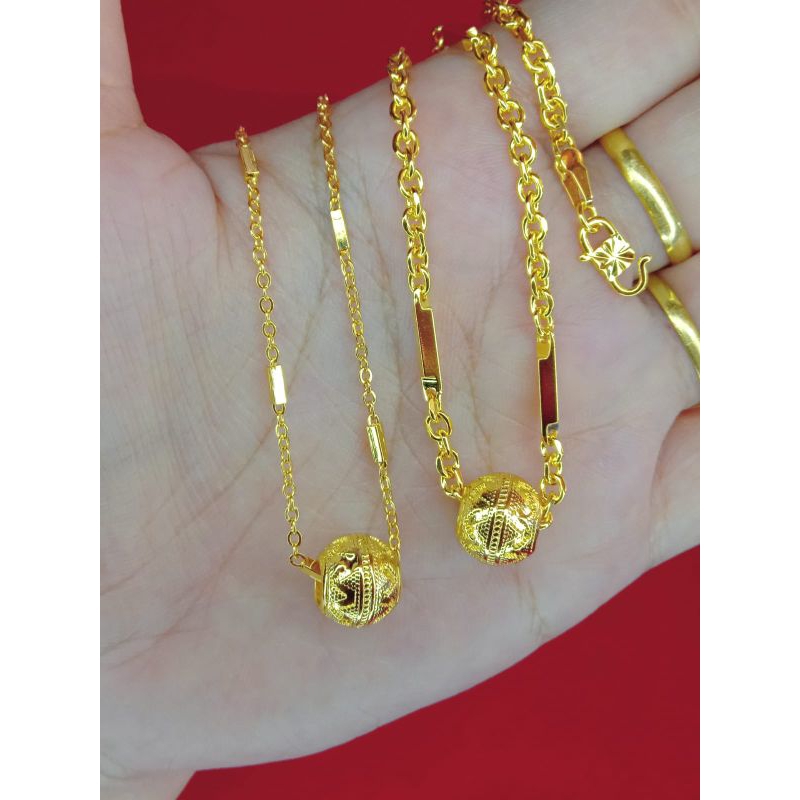 kalung Medan balok boba anak 35cm dan dewasa 50cm lapis emas 24k