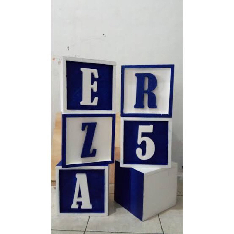 Box huruf styrofoam kotak kubus custom huruf angka nama gabus warna dekorasi backdrop ulang tahun ta