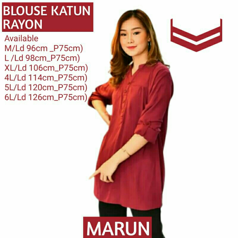BLOUSE KATUN RAYON POLOS/ATASAN JUMBO/ BLUS BIG SIZE MARUN