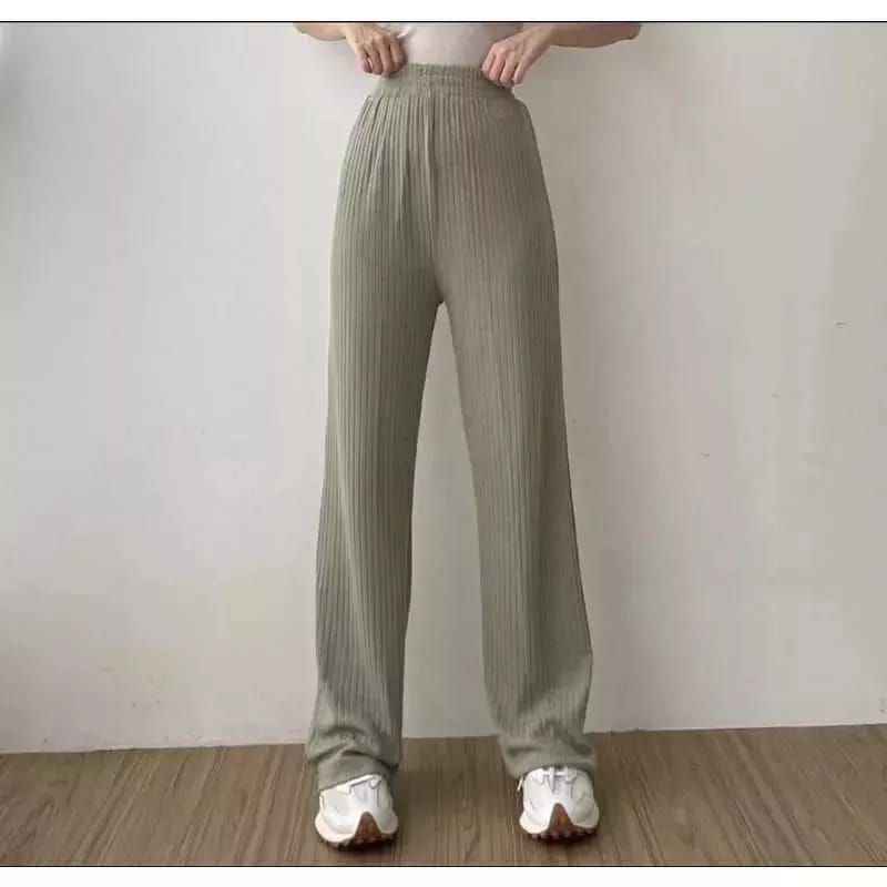 Hornet Pants - Celana Kulot Knit Wanita - Celana Kulot Highwaist - Korean Loose Pants Trousers Wanita