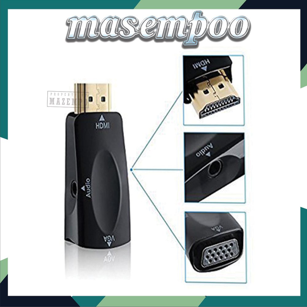 Converter HDMI MALE to ke VGA FEMALE  with Port Audio Konverter Full HD 1080p