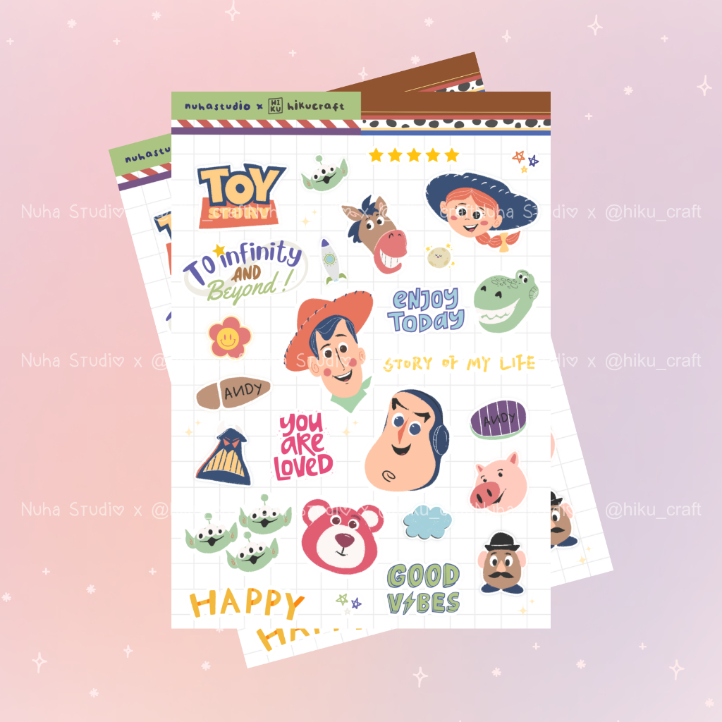 

Sticker by hiku_craft | Toy Story Woody Buzz Lightyear Bo Peep Billy Goat and Gruff Mr. Potato Head Slinky Dog Rex Hamm | Aesthetic Sticker Estetik Stiker HP Laptop Botol Cute Waterproof Scrapbook Diary Journal Bujo Anti