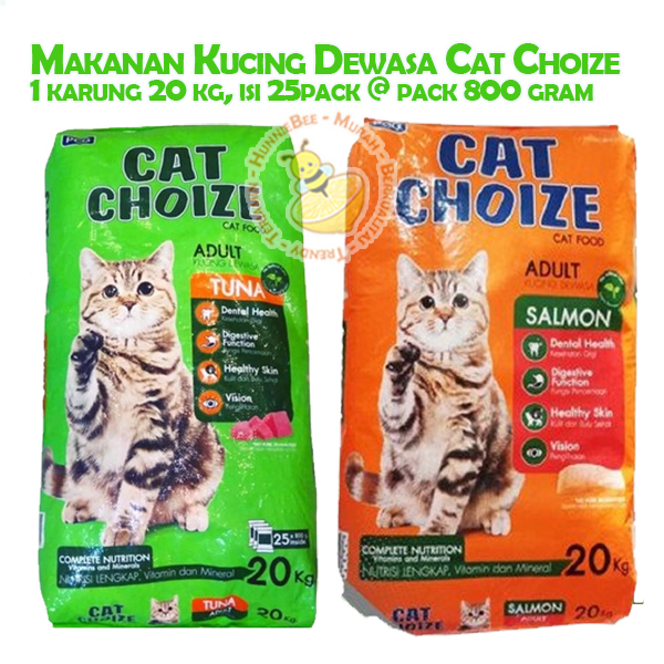 Makanan Kucing Dewasa Cat Choize 1 karung 20 kg, isi 25pack @ pack 800 gram