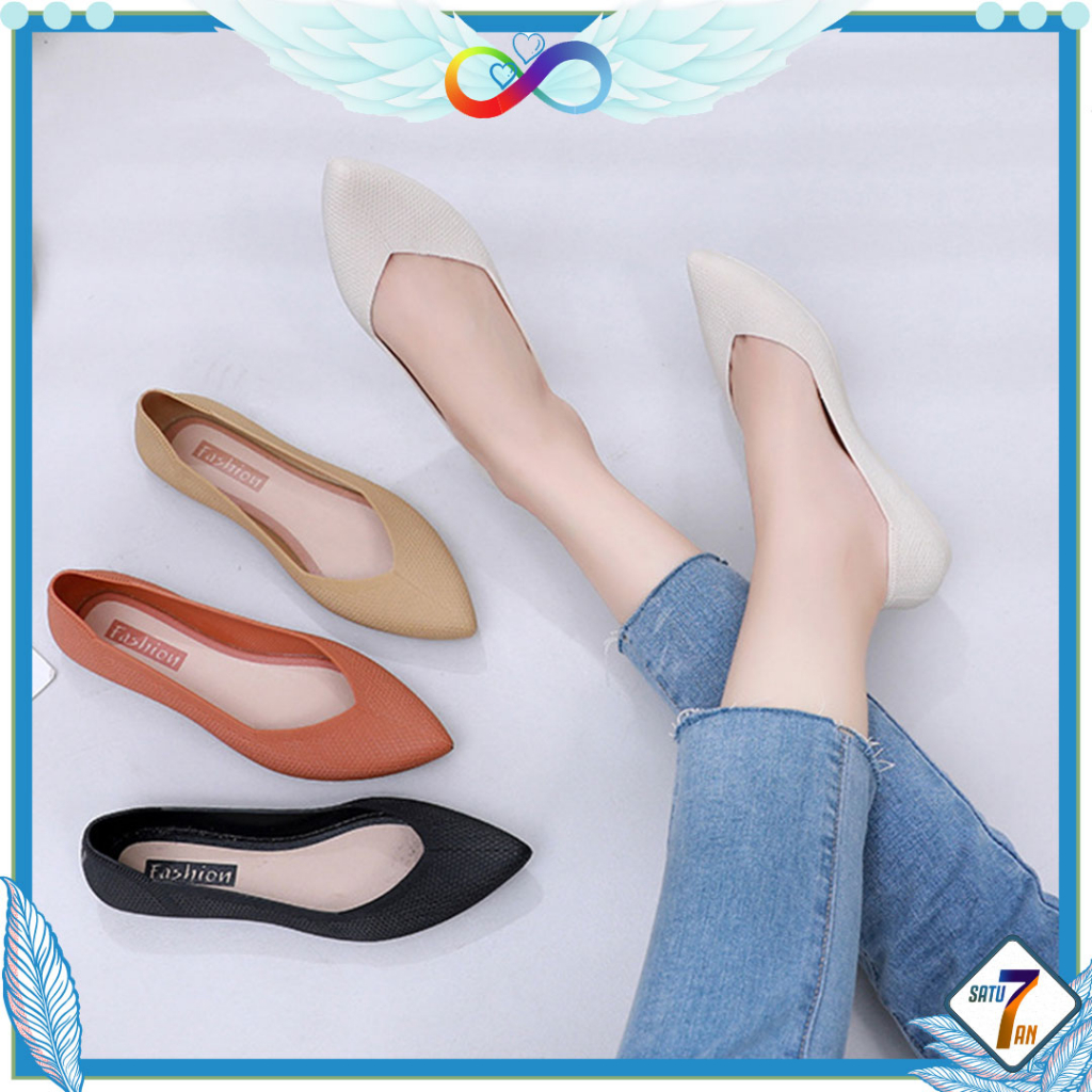 Sepatu Slop Flat Wanita Model Slip On Polos Fashion Korea Style Kasual Cewek Satu7an SPT-74