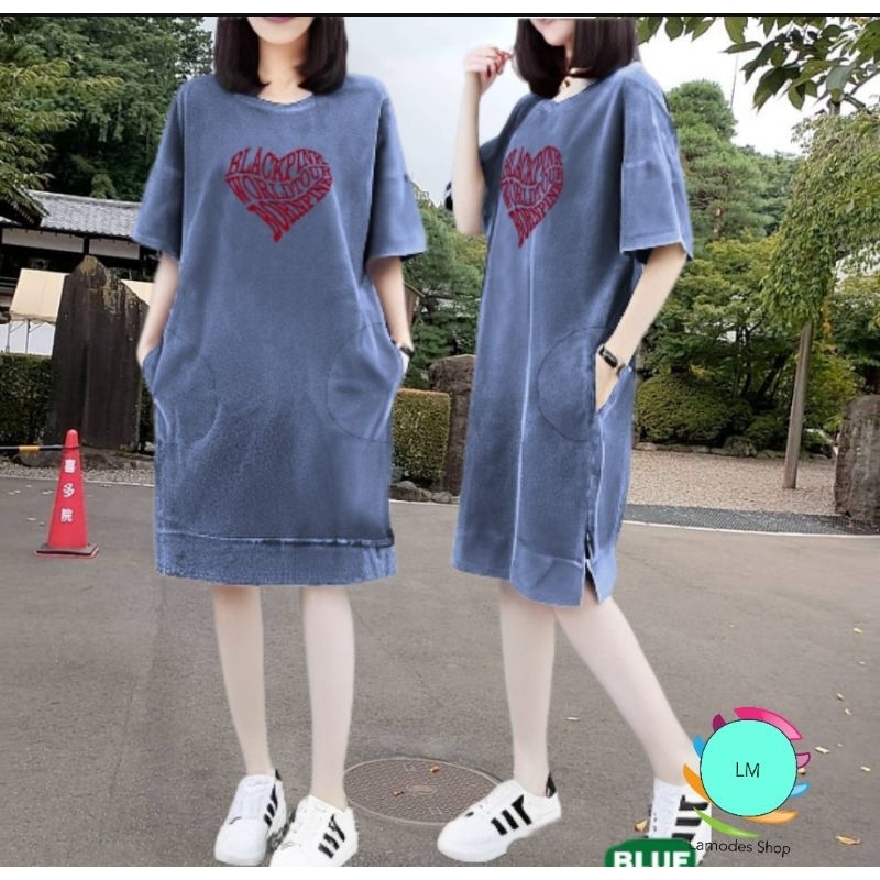 tunik dress denim jean wanita keren baju tunik denim jean