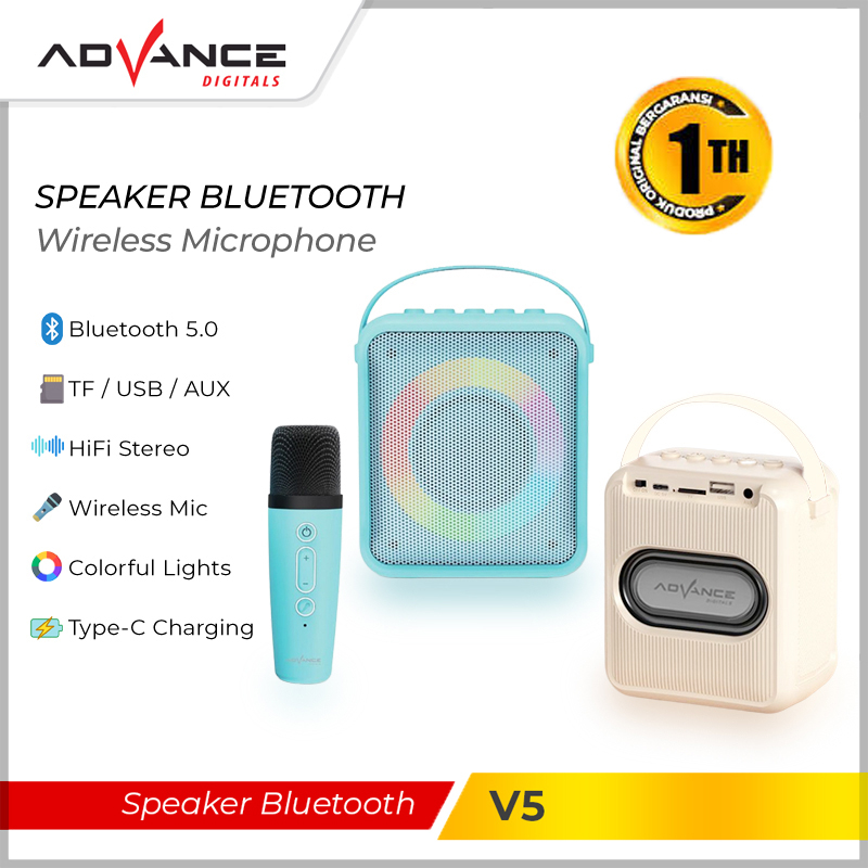 【READY STOK】Advance V5 Portable Microphone Karaoke Speaker Mic Bluetooth Karaoke