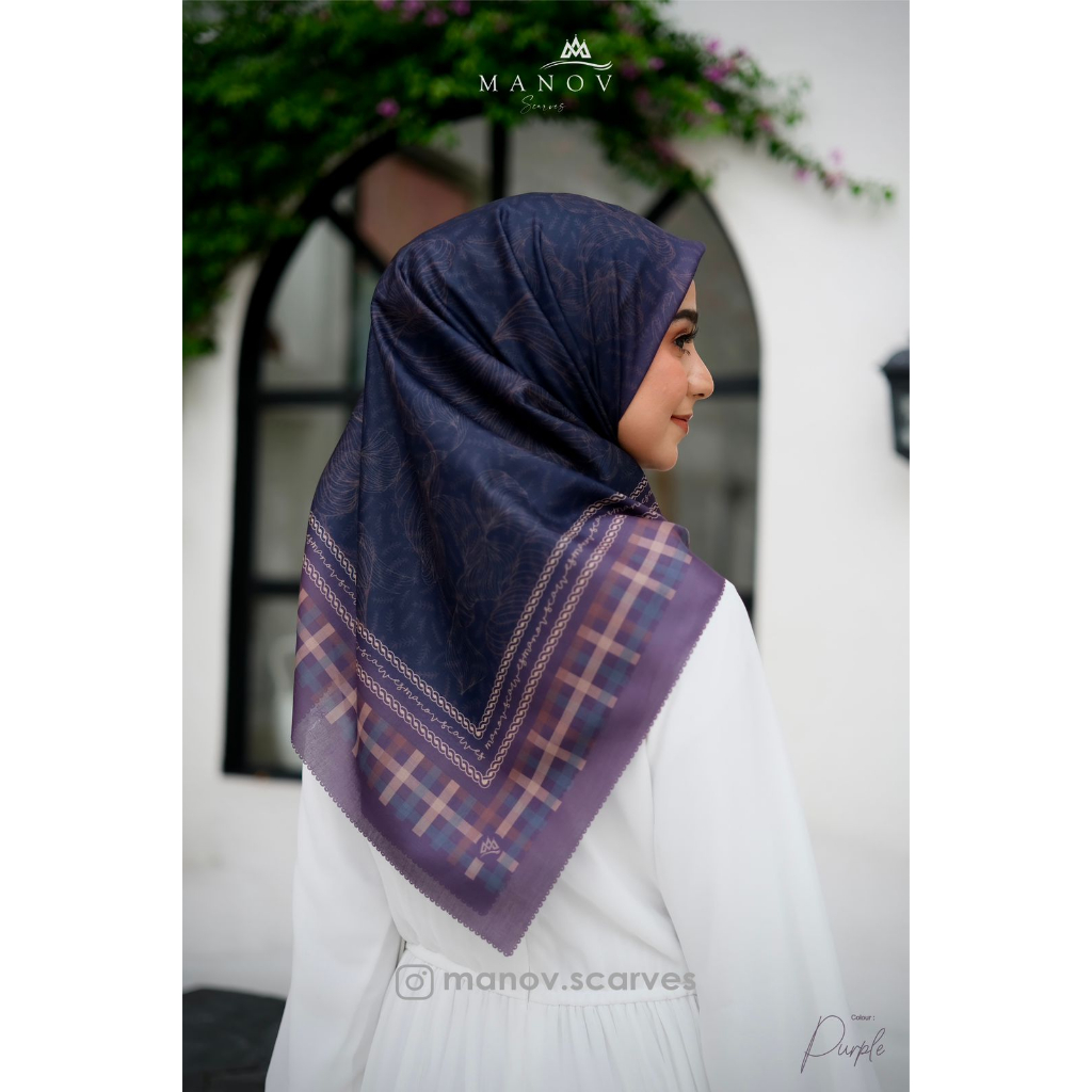 Hijab Branded Manov - Scarves Parismas Edition - Ultrafine Comfy 2 tone 115 x 115 cm Lase Cut
