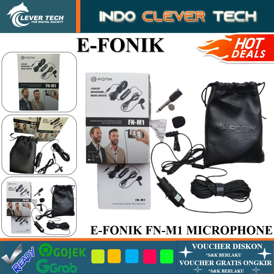 E-Fonik FN-M1 Lavalier Microphone Clip On/Mic Hp,Kamera,Laptop