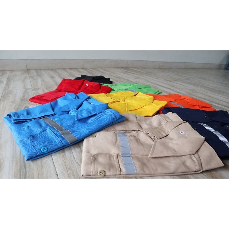 Baju Wearpack Kemeja Safety K3 Proyek Tambang Lengan Panjang - Pakaian Seragam Wearpack Kerja Atasan Scotlite Lapangan/KEMEJA SAFETY TANGAN PANJANG